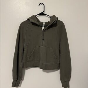 lululemon athletica Olive Green Cropped Half-Zip Hoodie